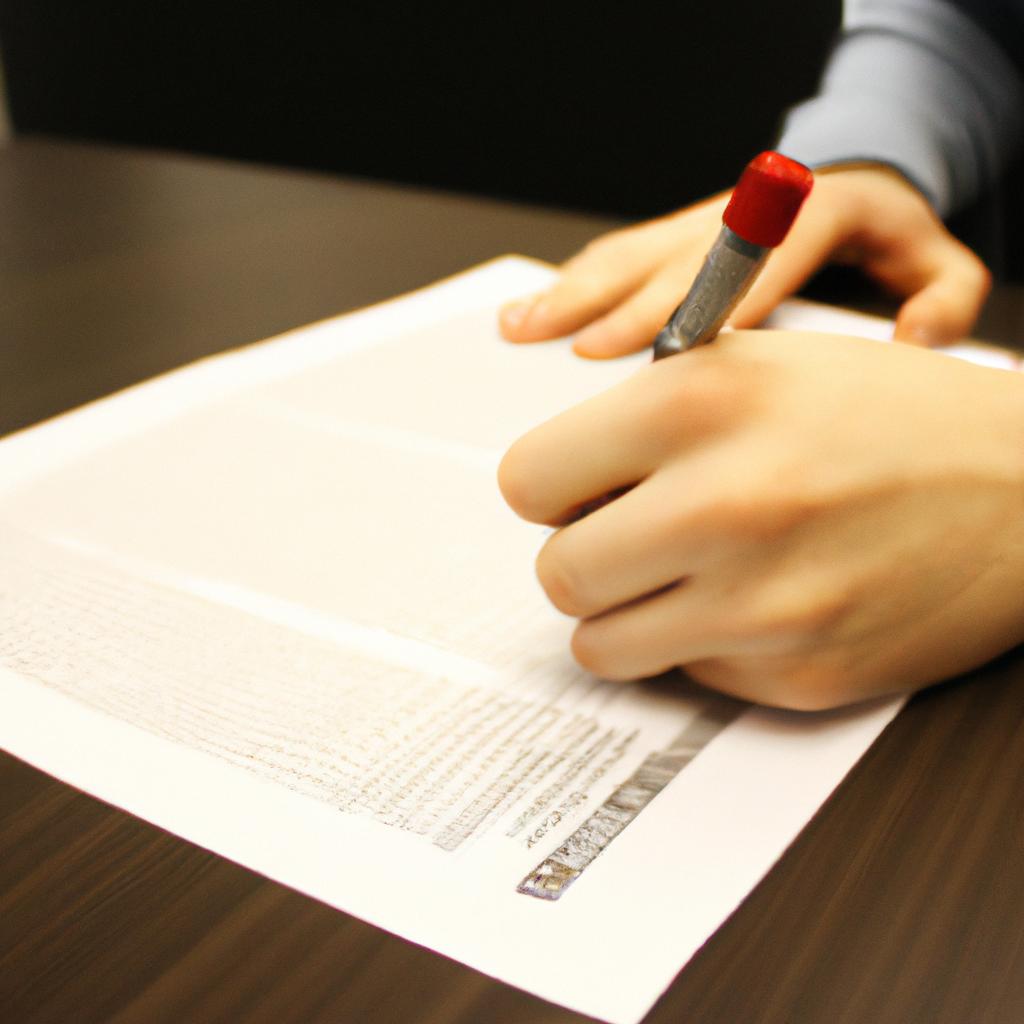Person writing legal document, focused