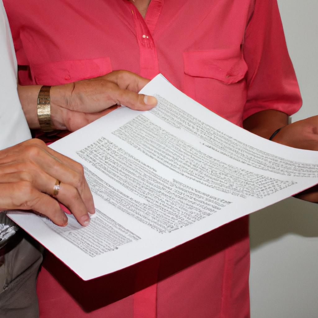 Person holding legal document, discussing